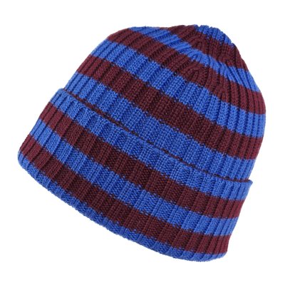Czapka - Gårda Davos Striped Merino Wool Beanie (bordowy/niebieski)