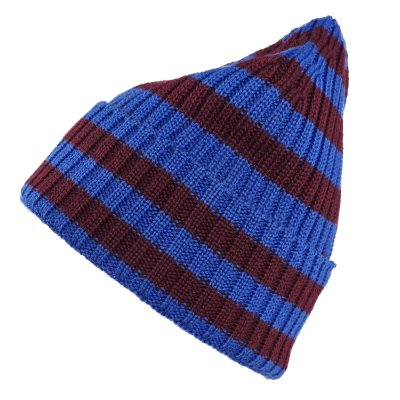 Czapka - Gårda Davos Striped Merino Wool Beanie (bordowy/niebieski)
