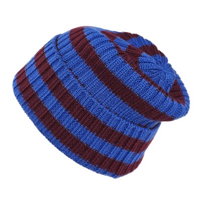 Czapka - Gårda Davos Striped Merino Wool Beanie (bordowy/niebieski)