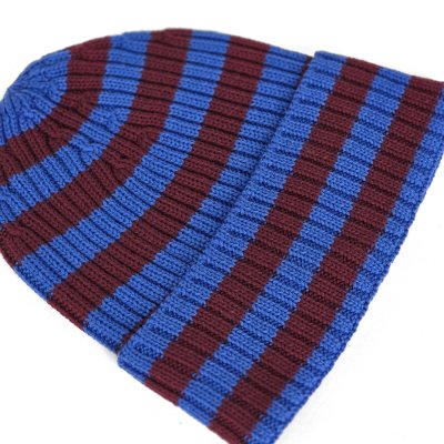 Czapka - Gårda Davos Striped Merino Wool Beanie (bordowy/niebieski)