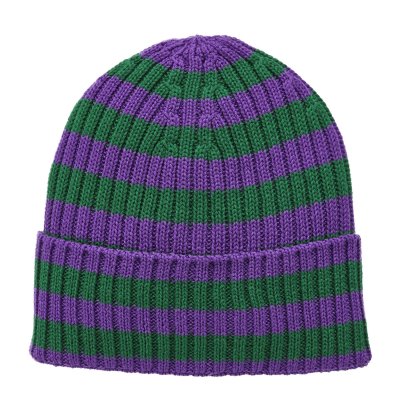 Czapka - Gårda Davos Striped Merino Wool Beanie (zielony/fioletowy)