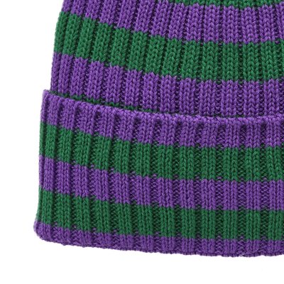 Czapka - Gårda Davos Striped Merino Wool Beanie (zielony/fioletowy)