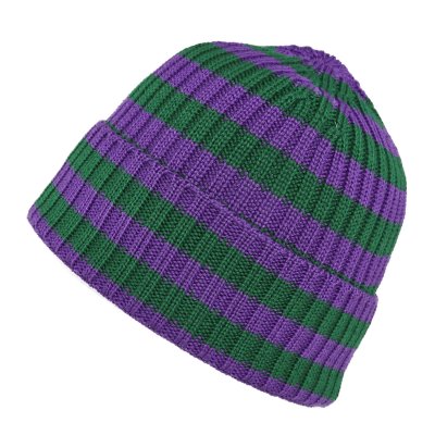 Czapka - Gårda Davos Striped Merino Wool Beanie (zielony/fioletowy)