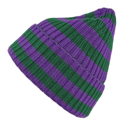 Czapka - Gårda Davos Striped Merino Wool Beanie (zielony/fioletowy)