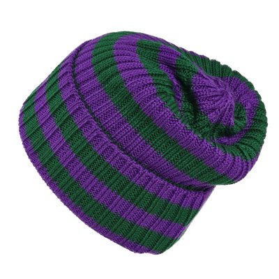 Czapka - Gårda Davos Striped Merino Wool Beanie (zielony/fioletowy)