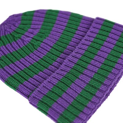 Czapka - Gårda Davos Striped Merino Wool Beanie (zielony/fioletowy)