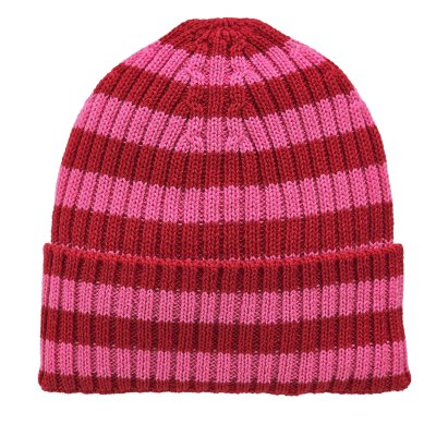 Czapka - Gårda Davos Striped Merino Wool Beanie (czerwony/różowy)