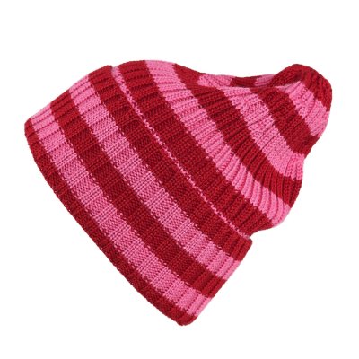Czapka - Gårda Davos Striped Merino Wool Beanie (czerwony/różowy)