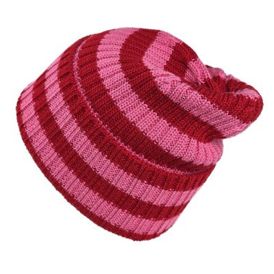 Czapka - Gårda Davos Striped Merino Wool Beanie (czerwony/różowy)