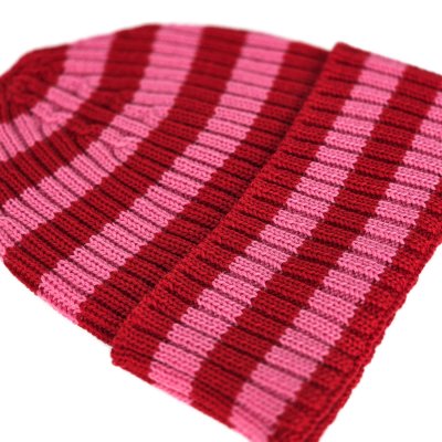 Czapka - Gårda Davos Striped Merino Wool Beanie (czerwony/różowy)