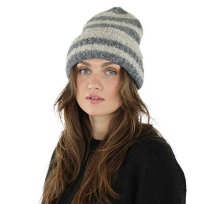 Czapka - Gårda Lech Striped Wool Mix Beanie (beżowy/szary)