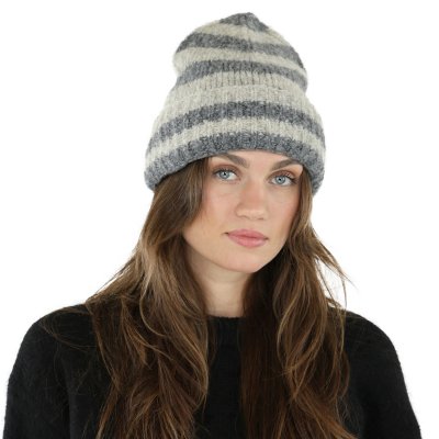 Czapka - Gårda Lech Striped Wool Mix Beanie (beżowy/szary)