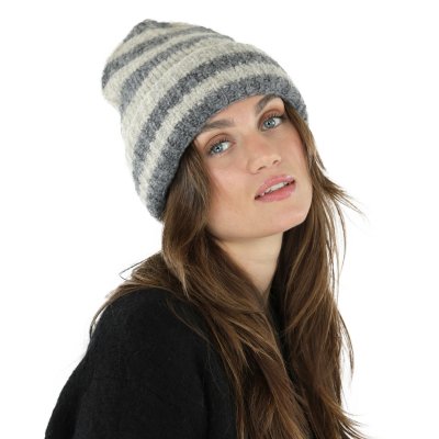 Czapka - Gårda Lech Striped Wool Mix Beanie (beżowy/szary)
