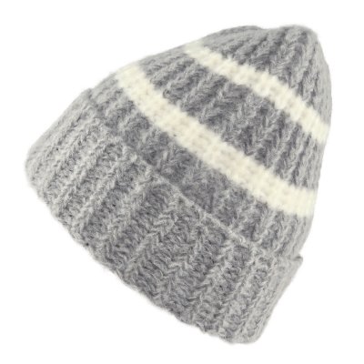 Czapka - Gårda Les Deux Alpes Striped Merino Mix Beanie (szary/biały)