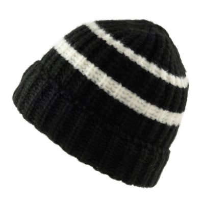 Czapka - Gårda Les Deux Alpes Striped Merino Mix Beanie (czarny/biały)