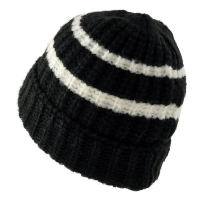 Czapka - Gårda Les Deux Alpes Striped Merino Mix Beanie (czarny/biały)