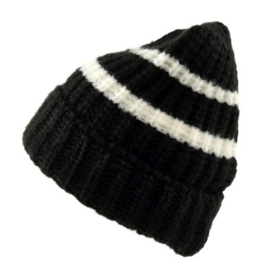 Czapka - Gårda Les Deux Alpes Striped Merino Mix Beanie (czarny/biały)
