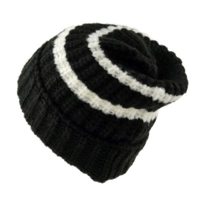 Czapka - Gårda Les Deux Alpes Striped Merino Mix Beanie (czarny/biały)