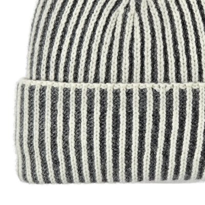 Czapka - Gårda Megève Striped Cashmere Mix Beanie (szary/biały)