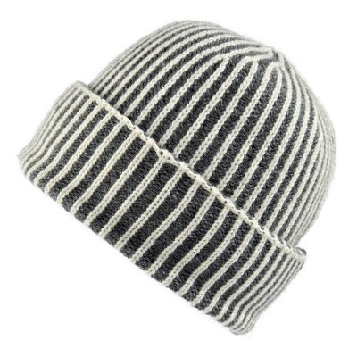 Czapka - Gårda Megève Striped Cashmere Mix Beanie (szary/biały)