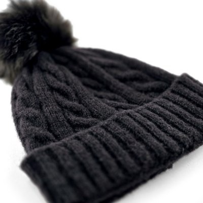 Czapka - Gårda Saas-Fee Cable Knit Wool Mix Beanie (czarny)