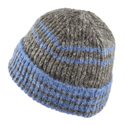 Czapka - Gårda Verbier Striped Wool Mix Beanie (szary/niebieski)