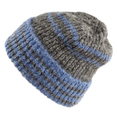Czapka - Gårda Verbier Striped Wool Mix Beanie (szary/niebieski)