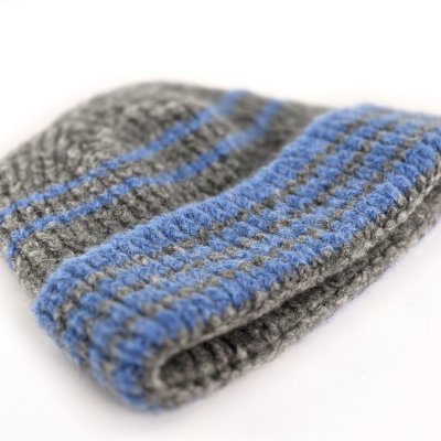 Czapka - Gårda Verbier Striped Wool Mix Beanie (szary/niebieski)