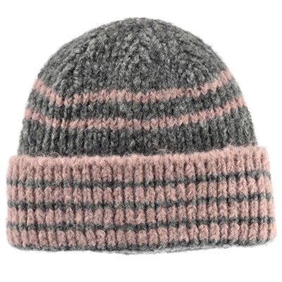 Czapka - Gårda Verbier Striped Wool Mix Beanie (szary/różowy)