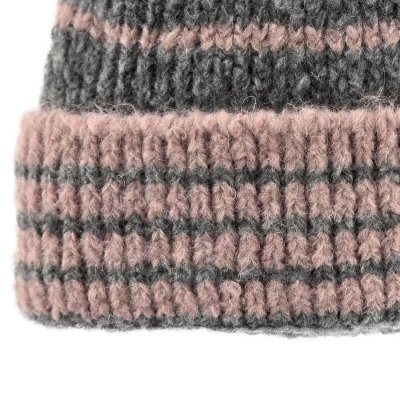 Czapka - Gårda Verbier Striped Wool Mix Beanie (szary/różowy)