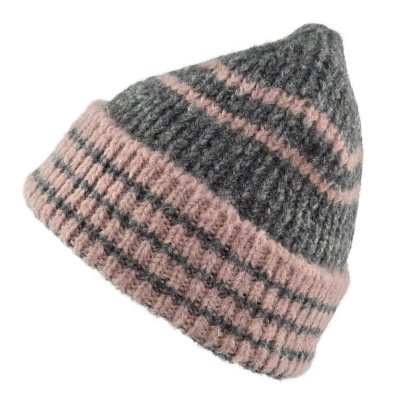 Czapka - Gårda Verbier Striped Wool Mix Beanie (szary/różowy)