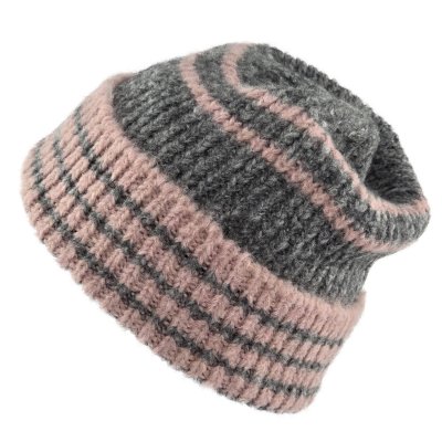 Czapka - Gårda Verbier Striped Wool Mix Beanie (szary/różowy)