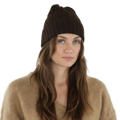 Czapka - Gårda Villars Cable Knit Wool Mix Beanie (brązowy)