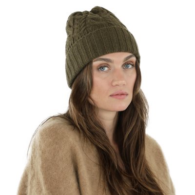 Czapka - Gårda Villars Cable Knit Wool Mix Beanie (zieleń mchu)