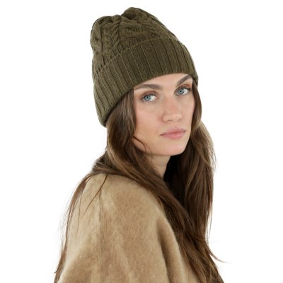 Czapka - Gårda Villars Cable Knit Wool Mix Beanie (zieleń mchu)