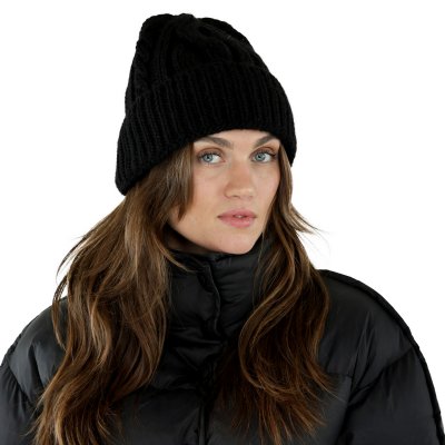 Czapka - Gårda Bormio Cable Knit Wool Mix Beanie (czarny)