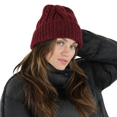 Czapka - Gårda Bormio Cable Knit Wool Mix Beanie (burgundia)