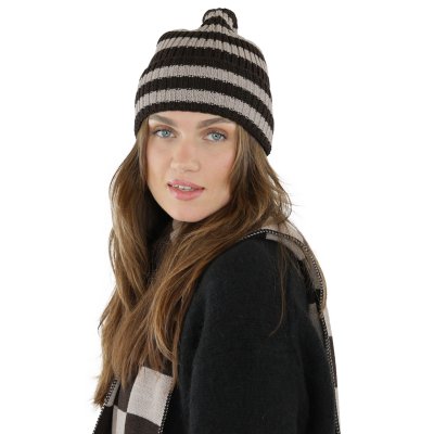 Czapka - Gårda Davos Striped Merino Wool Beanie (brązowy/beżowy)