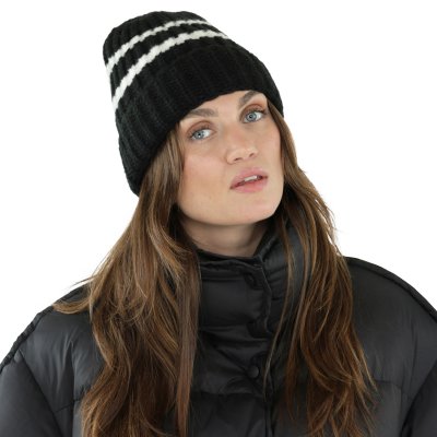 Czapka - Gårda Les Deux Alpes Striped Merino Mix Beanie (czarny/biały)