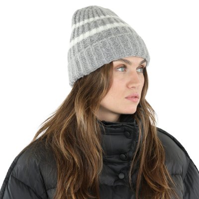 Czapka - Gårda Les Deux Alpes Striped Merino Mix Beanie (szary/biały)