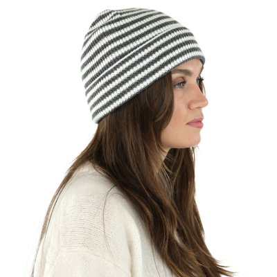 Czapka - Gårda Saint-Gervais Striped Wool Mix Beanie (ciemnoszary/biały)