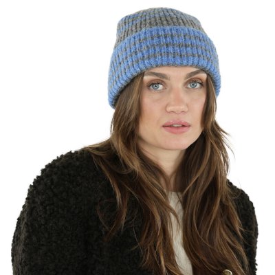 Czapka - Gårda Verbier Striped Wool Mix Beanie (szary/niebieski)