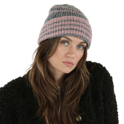 Czapka - Gårda Verbier Striped Wool Mix Beanie (szary/różowy)