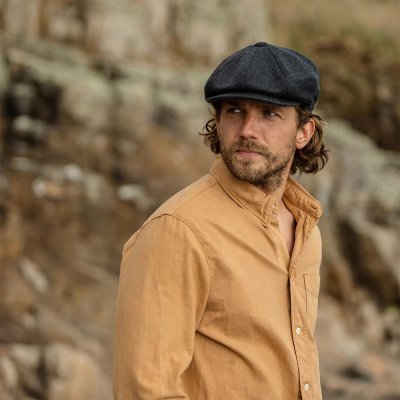Kaszkiet - Jaxon Pure Wool Harlem Newsboy Cap (ciemno szary)