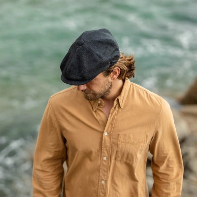 Kaszkiet - Jaxon Pure Wool Harlem Newsboy Cap (ciemno szary)