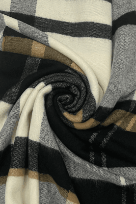Szaliki - Gårda Tartan Wool Blanket Scarf (Cream)
