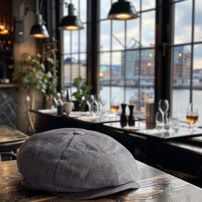 Kaszkiet - Gårda Palizzi Marina Linen Newsboy Cap (szary)