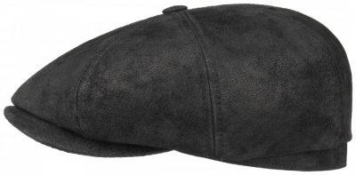 Kaszkiet - Stetson Hatteras Leather Flat Cap (czarny)