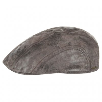 Kaszkiet - Stetson Madison Leather Flat Cap (brązowy)