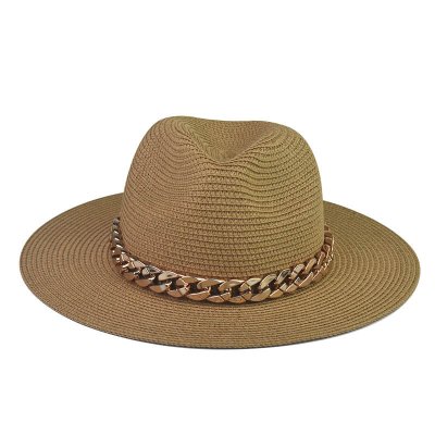 Kapelusze - Gårda Słomkowy kapelusz z łańcuszkiem (naturalny)